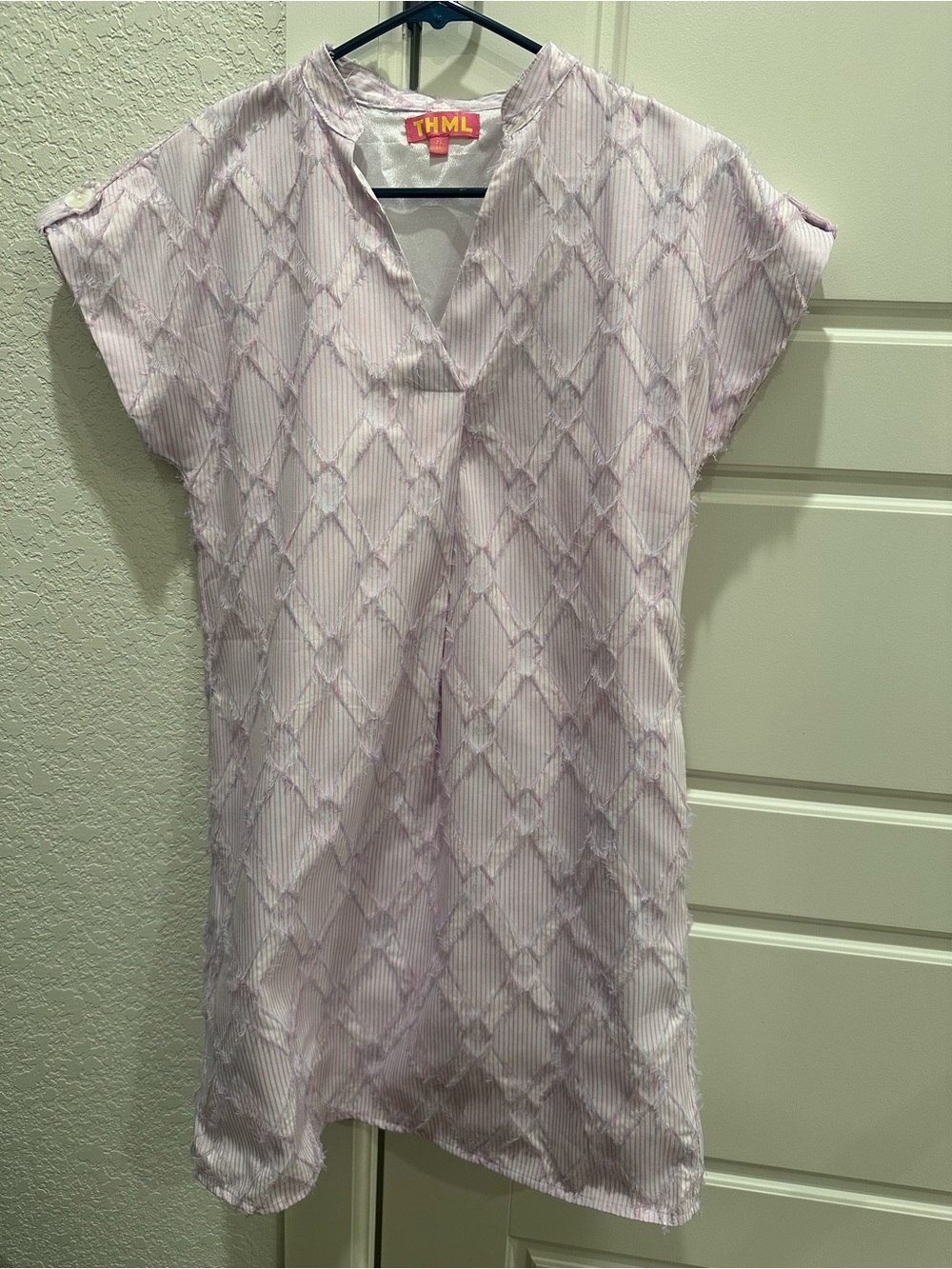 THML Light Lilac Geometric Cap Sleeve Tunic